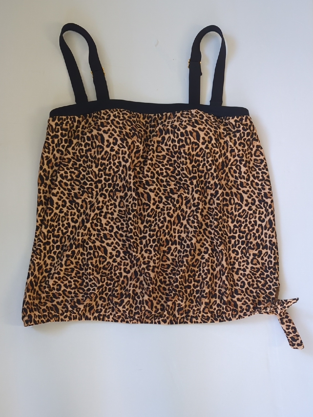 Maxine of Hollywood Leopard Print Swim Top with Black Trim